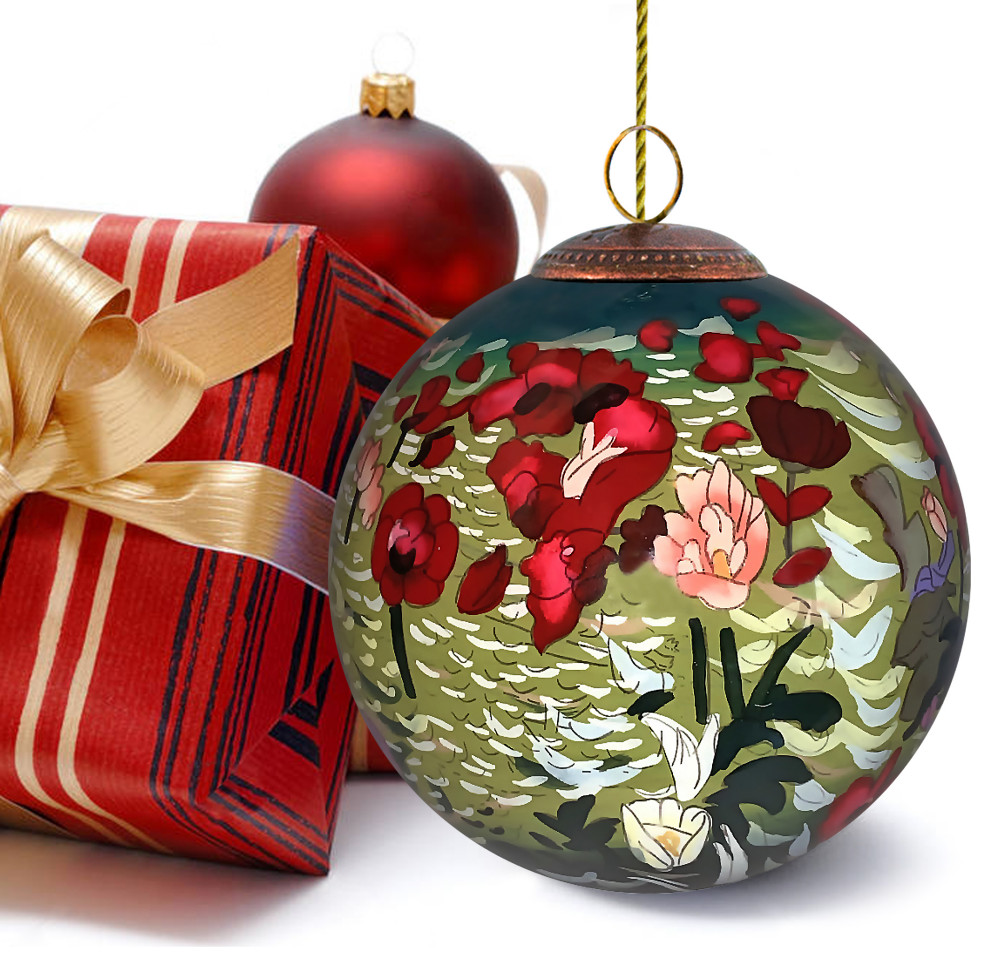 Poppies Glass Ornament Collection  Set of 4   Traditional   Christmas Ornaments   by overstockArt  Houzz