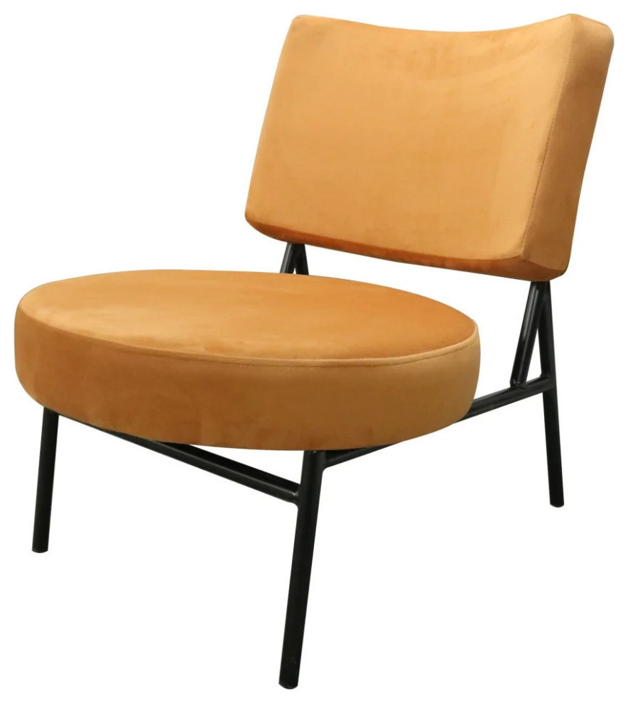 Naomi Modern Orange Velvet Accent Chair   Midcentury   Armchairs And Accent Chairs   by Rustic Home Furniture Deco  Houzz