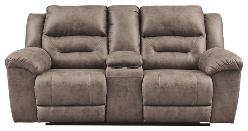 Signature Design by Ashley Stoneland Reclining Loveseat in Chocolate   Contemporary   Loveseats   by Homesquare  Houzz