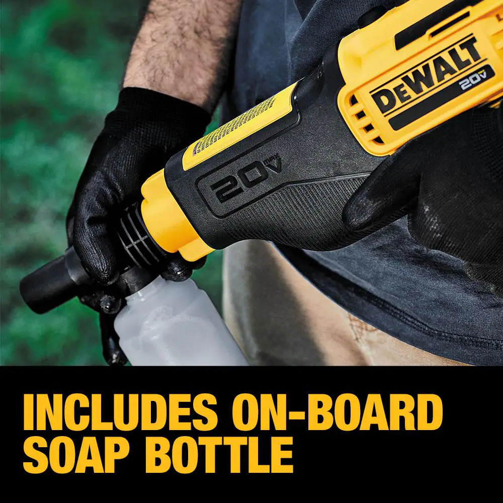 DEWALT DCPW550P1 20V MAX 550 PSI 1.0 GPM Cold Water Cordless Electric Power Cleaner with 4 Nozzles， (1) 5.0 Ah Battery and Charger