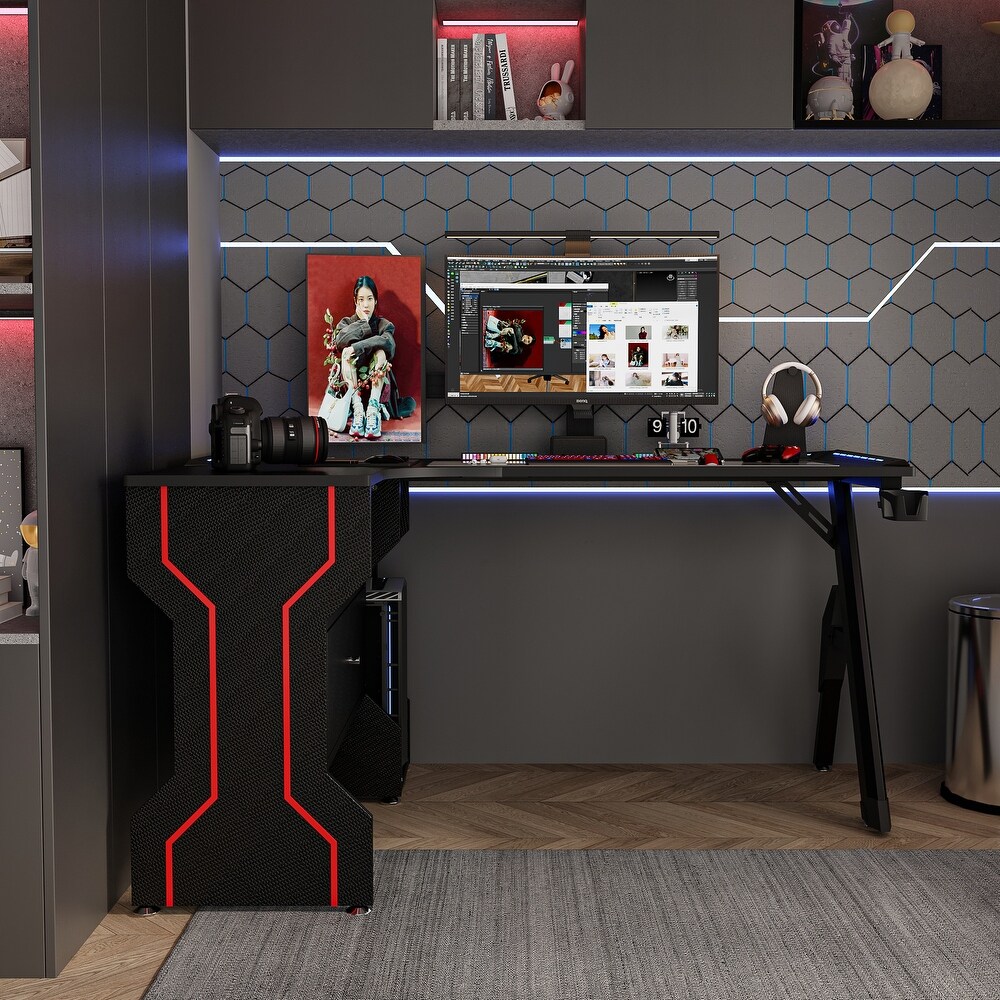 L Shaped Modern carbon fiber desktop office computer desk