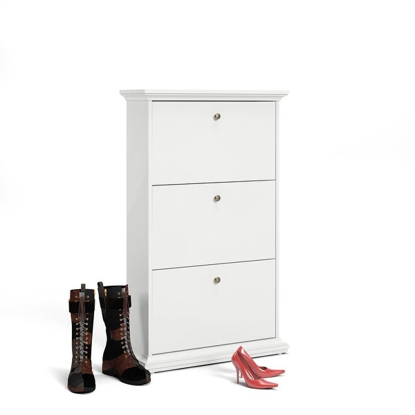 Porch and Den Virginia Contemporary 3-Drawer White Shoe Storage Cabinet - - 11860007