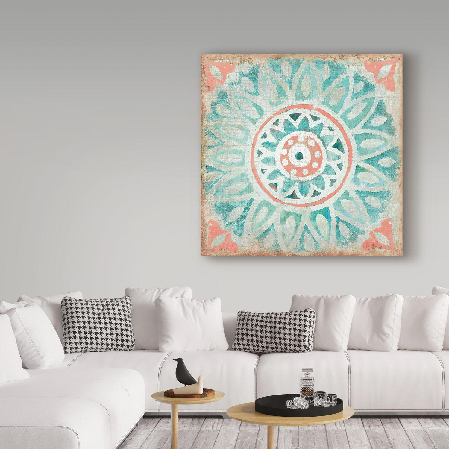 Trademark Fine Art and#8216;Ocean Tales Tile VII Coral Canvas Art by Pela Studio