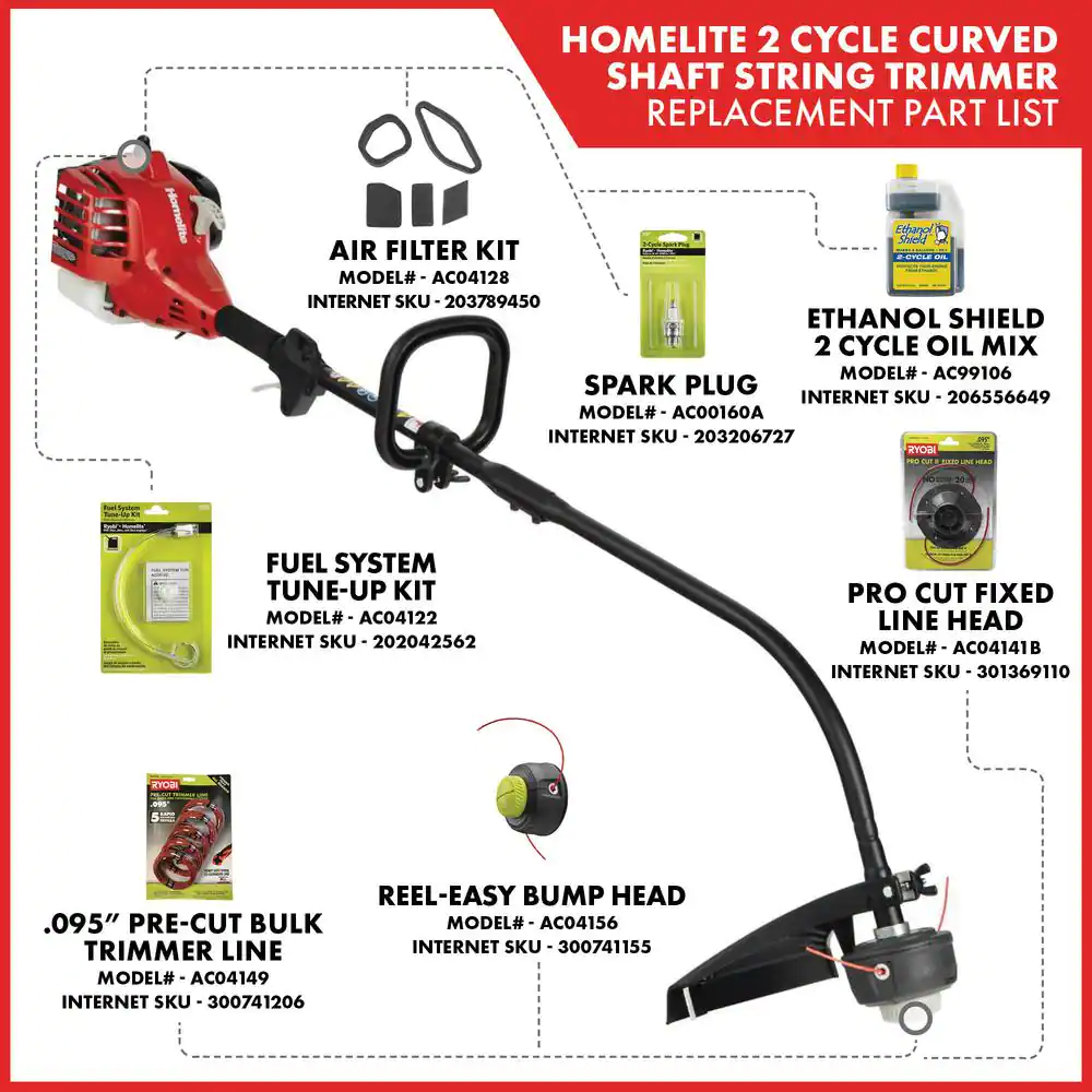 Homelite UT33600B 2-Stroke 26 cc Curved Shaft Gas Trimmer