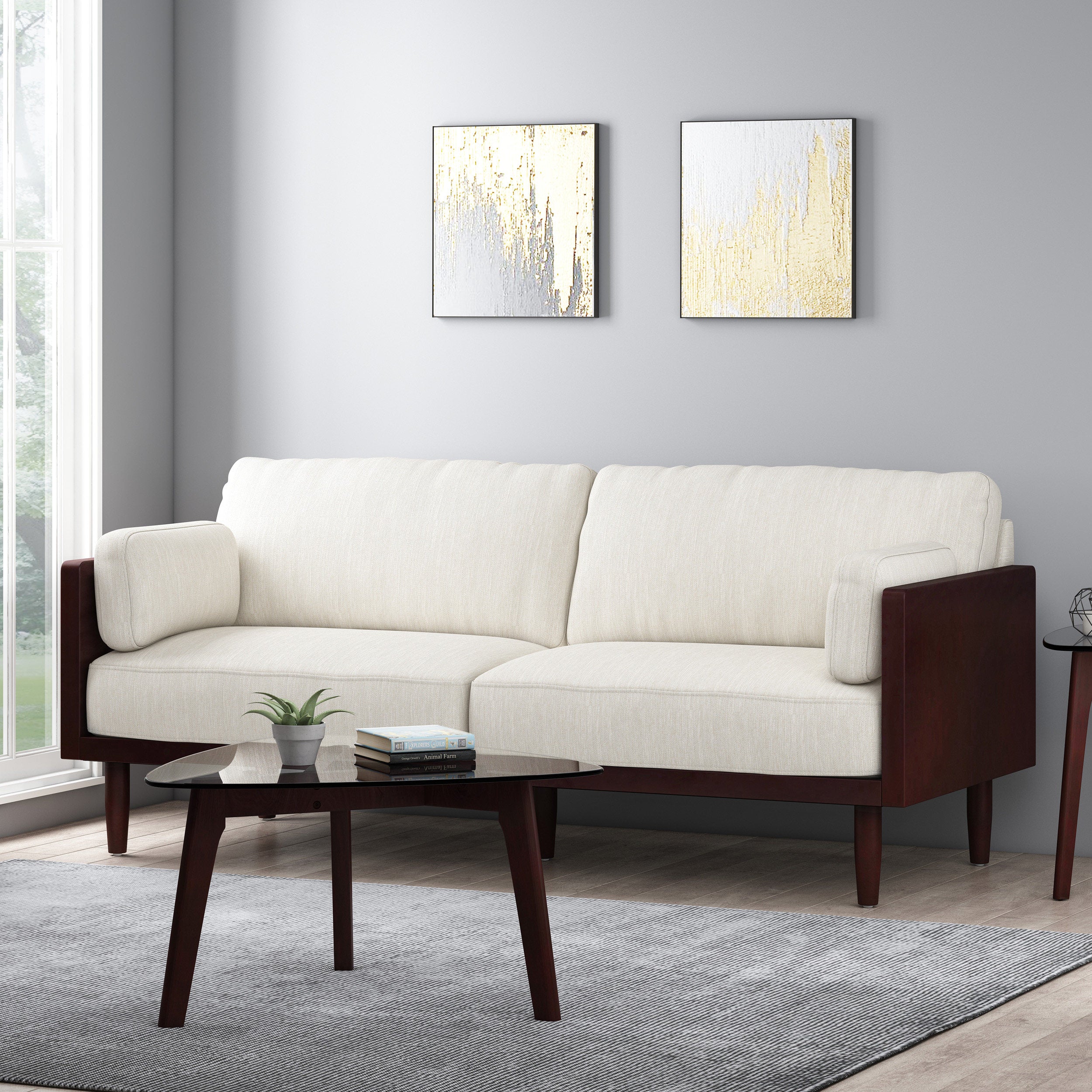 Bagan Mid-Century Modern Upholstered 3 Seater Sofa