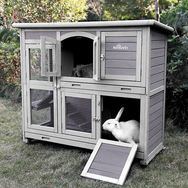 Aivituvin 42.1-in Two Story Indoor and Outdoor Rabbit Hutch