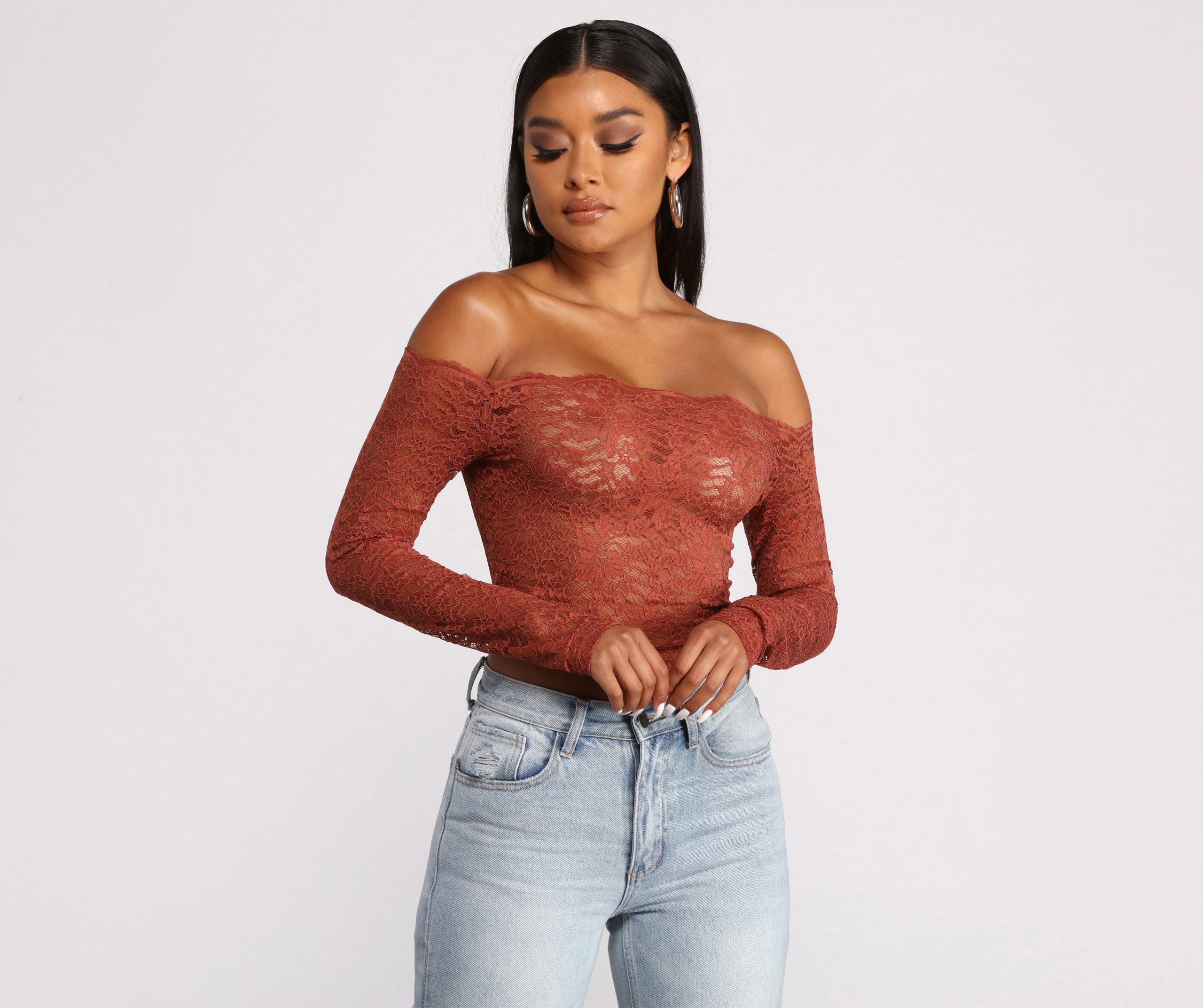 Off the Shoulder Floral Lace Top