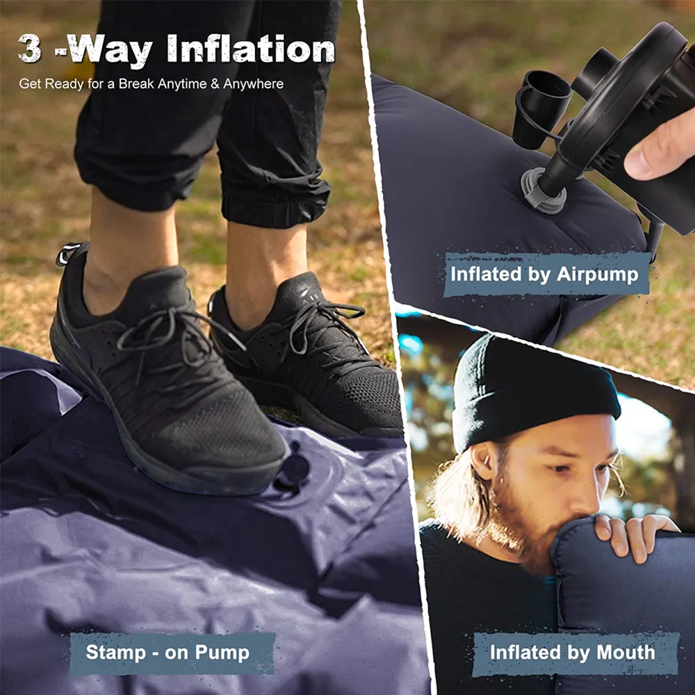 25s Quick Inflate Compact Inflatable Camping Air Mattress Pad  Foot Press Pump Backpacking Hiking Inflatable Sleeping Pad