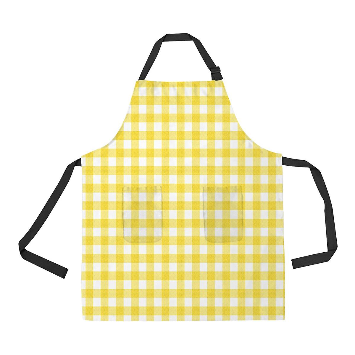 A Pastel Yellow Gingham Apron Home Kitchen Apron With Pockets