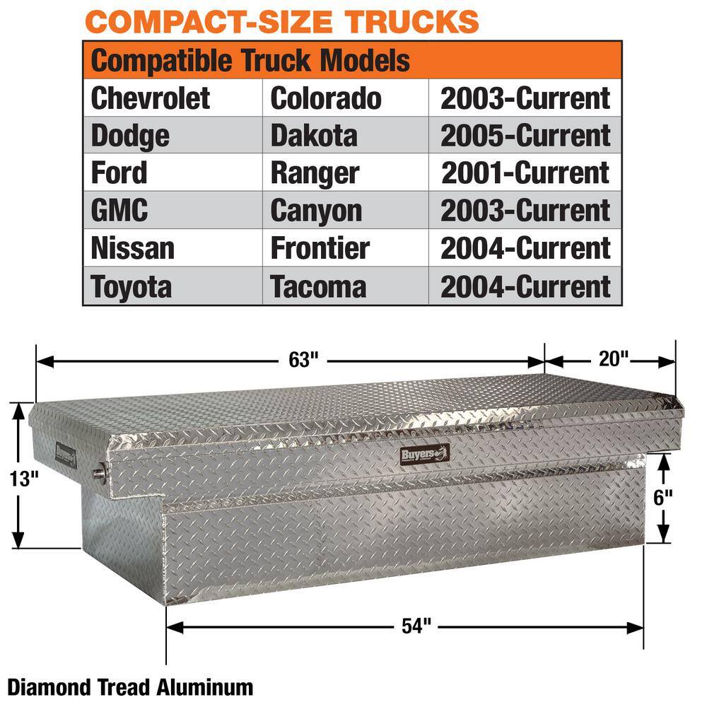 Buyers Products Company 13 in. x 20 in. x 63 in. Diamond Tread Aluminum Crossover Truck Tool Box 1709430