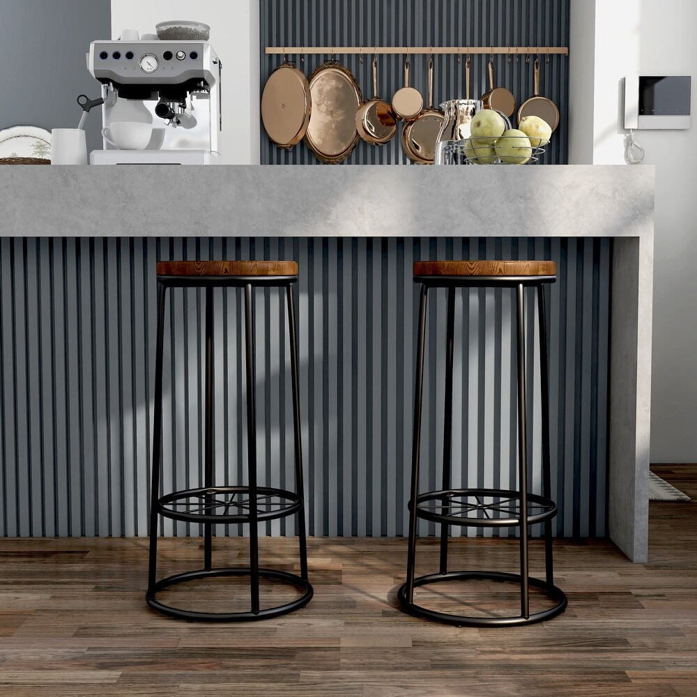 Lodz Rustic Metal Round Barstools (Set of 2) by Furniture of America