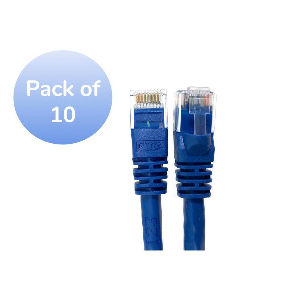 Micro Connectors Inc 3 ft. CAT6 Ethernet Patch Cable SnaglessMolded Boot Unshielded Twisted Pair Blue (10-Pack) E08-003BL-10