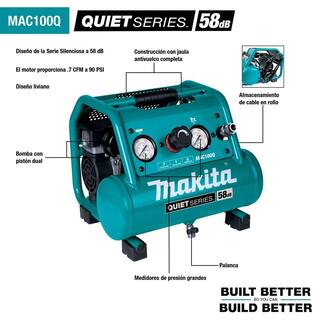 Makita Quiet Series 12 HP 1 Gal. Compact Oil-Free Electric Air Compressor and 18-Gauge Brad Nailer Combo Kit MAC100QK1