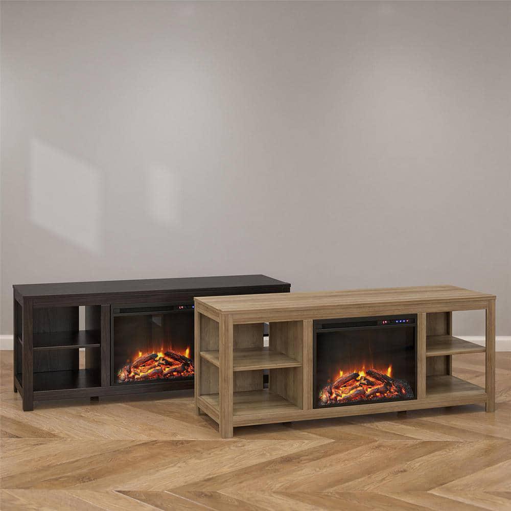 Ameriwood Home Eagle Hollow 5961 in Freestanding Electric Fireplace TV Stand in Espresso Fits TVs Up to 74 in