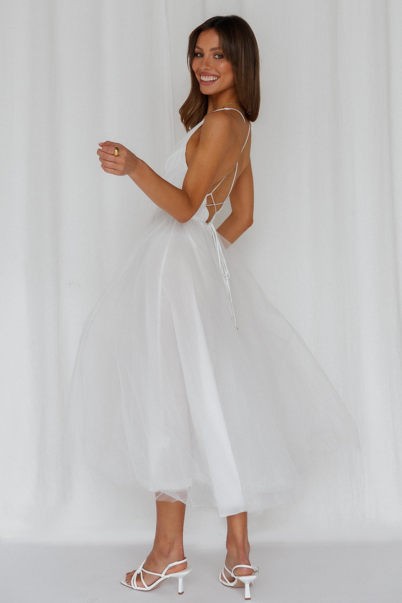 Summer Cinderella Midi Dress White