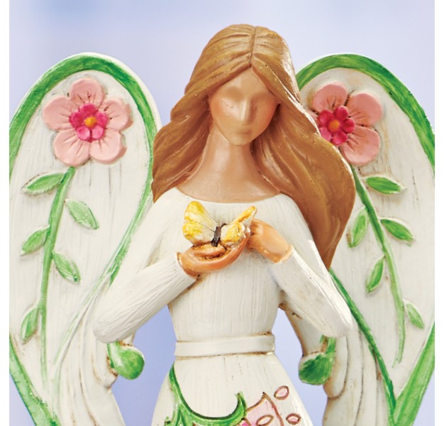 Collections Etc Floral Tabletop Angel Figurine With Sentiment Saying