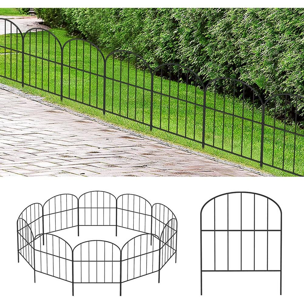 Oumilen Garden Fence 10 ft. L x 16.5 in. H Rustproof Metal Wire Panel Arched PL2109-A47