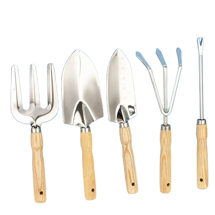 wooden handle home mini hand garden set tools stainless steel planting tools set