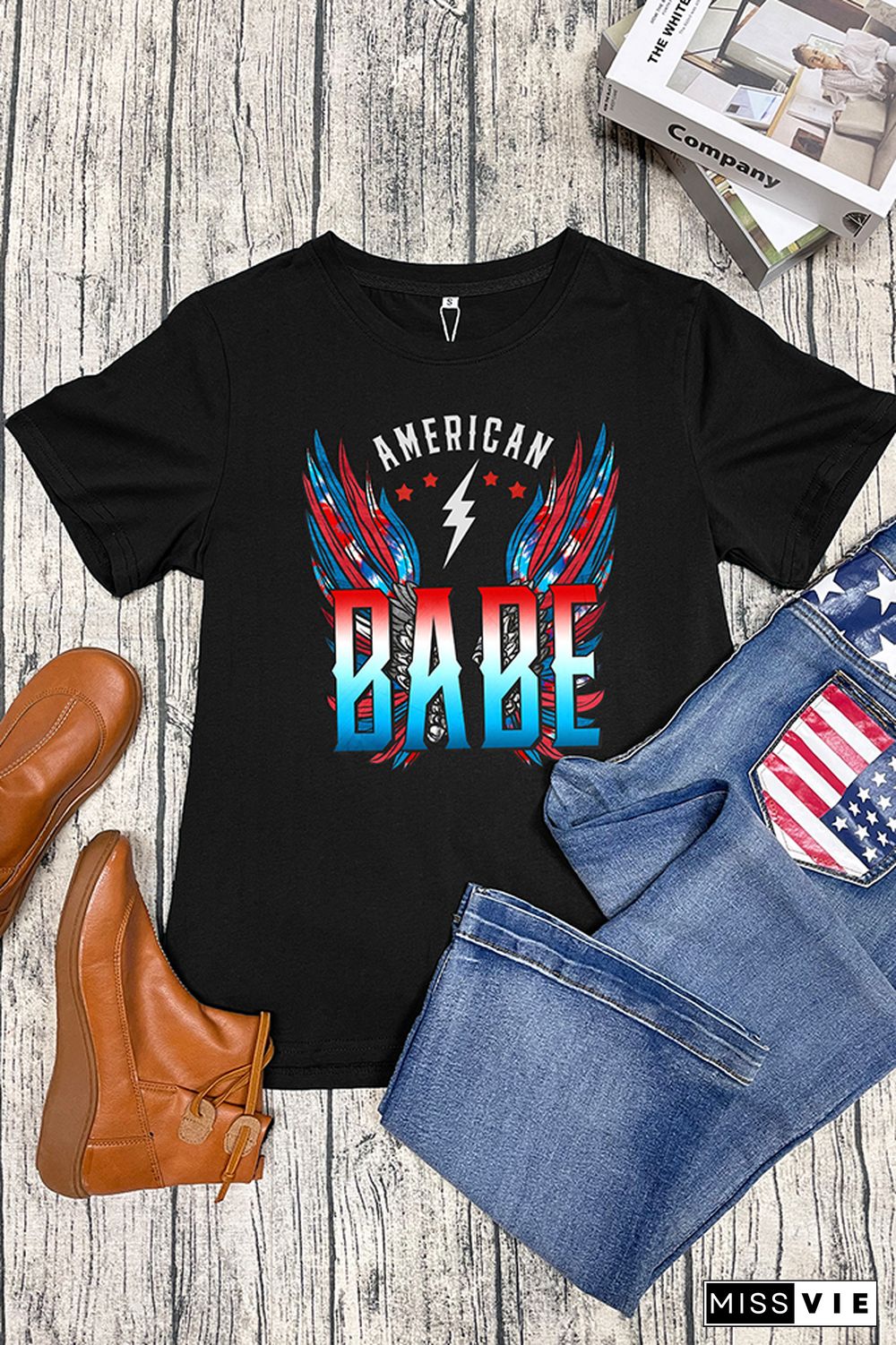 American Babe Retro Wings Short Sleeve Graphic Tee Wholesale