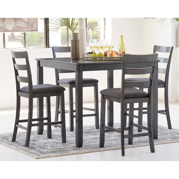 Set Of 5 Bridson Counter Height Dining Table And Barstools Gray Signature Design By Ashley