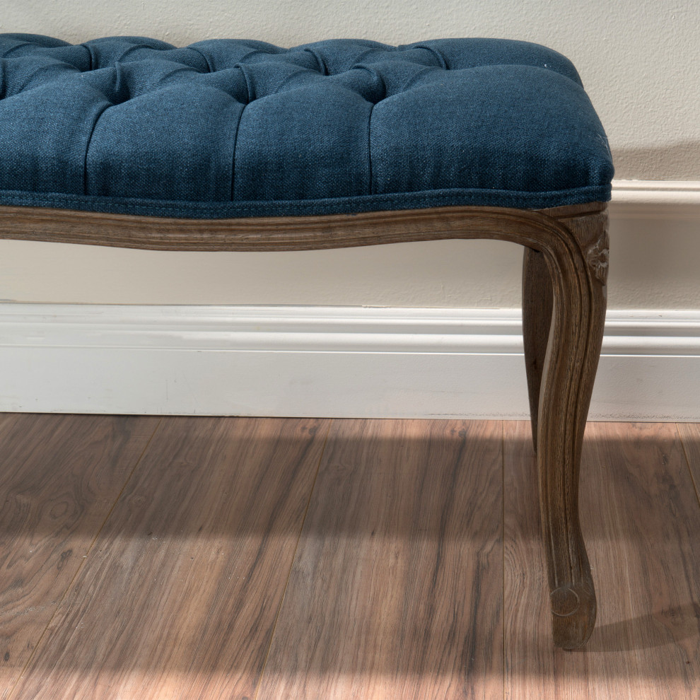 Tasette Traditional Button Tufted Fabric Bench   French Country   Upholstered Benches   by GDFStudio  Houzz