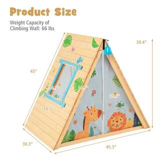 Costway Climbing Triangle with Tent Triangle Climber Crawling Toys for Kids and Baby TS10054