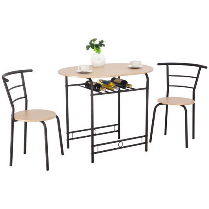 3 Pcs Dining Set Table And 2 Chairs Bistro Pub Furniture