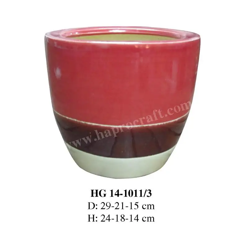 Glazed flower pots wholesales / Vietnam ceramic planter pots set of 3  garden supplies (HG 14 1011/3)