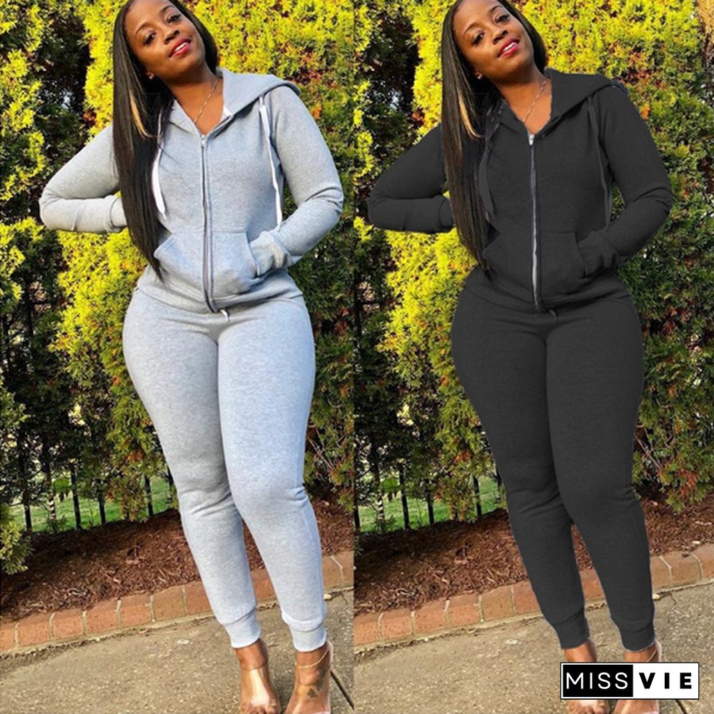 New Womens Sweatsuit Set Fashion Zipper Two Piece Outfits Top + Skinny Long Pants Brands Printed Tracksuits Jogging Suits Jumpsuits Plus Size S-2Xl