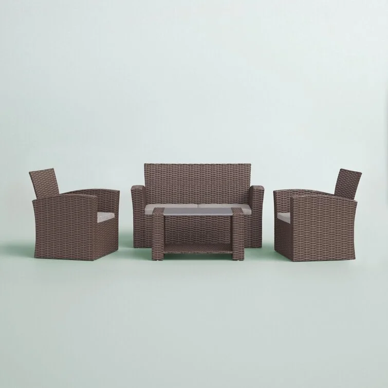 Charmain 4 Piece Rattan Sofa Seating Group with Cushions