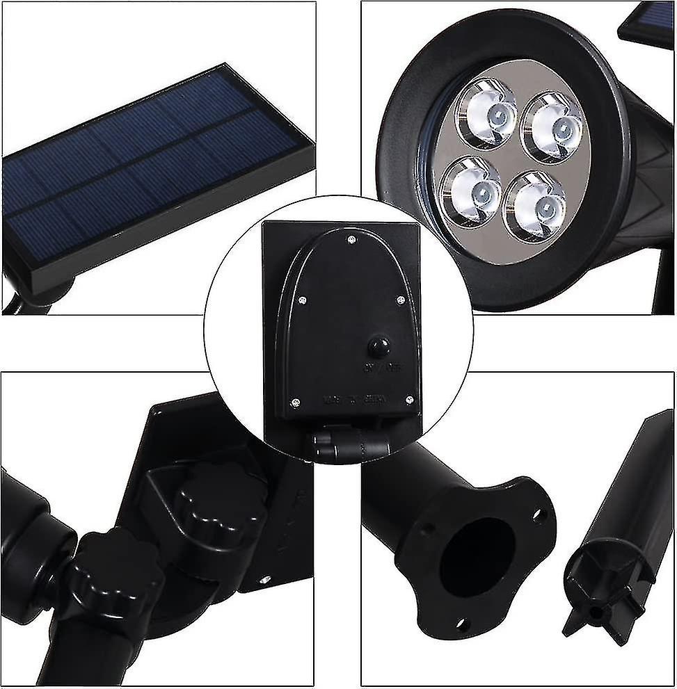 Solar Led Flood Light， 4 Led Solar Light， Waterproof Outdoor Garden Light， Security Landscape Light1pcs-black