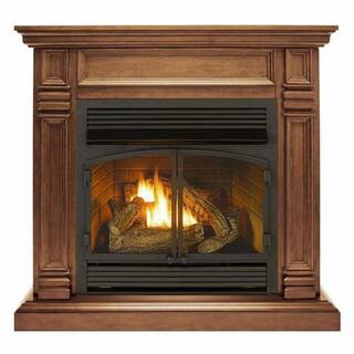 Duluth Forge 44 in. Ventless Dual Fuel Gas Fireplace in Toasted Almond with Thermostat Control 170161