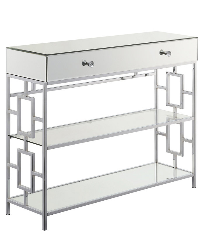 Convenience Concepts Town Square 1 Drawer Mirrored Console Table