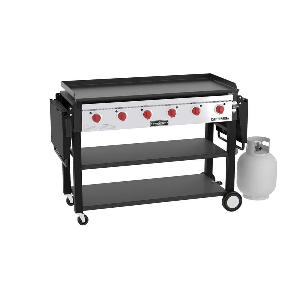 Camp Chef Flat Top Grill 900 6-Burner Propane Gas Grill in Black with Griddle FTG900