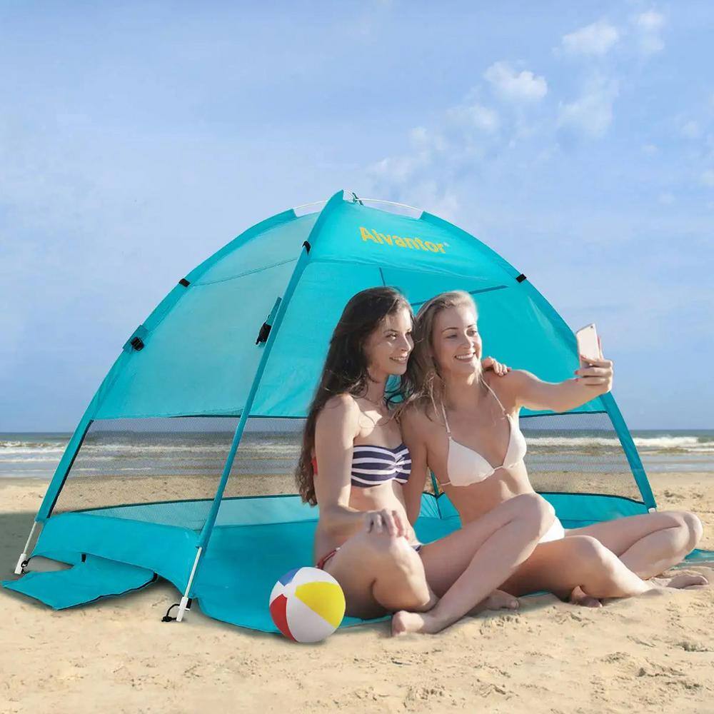 Alvantor TEAL POP UP 70 in. x 53 in. x 48 in. Instant Pop Up Portable Beach Tent Outdoor Sun Shelter Cabana UPF 50+ Carry Bag 7014