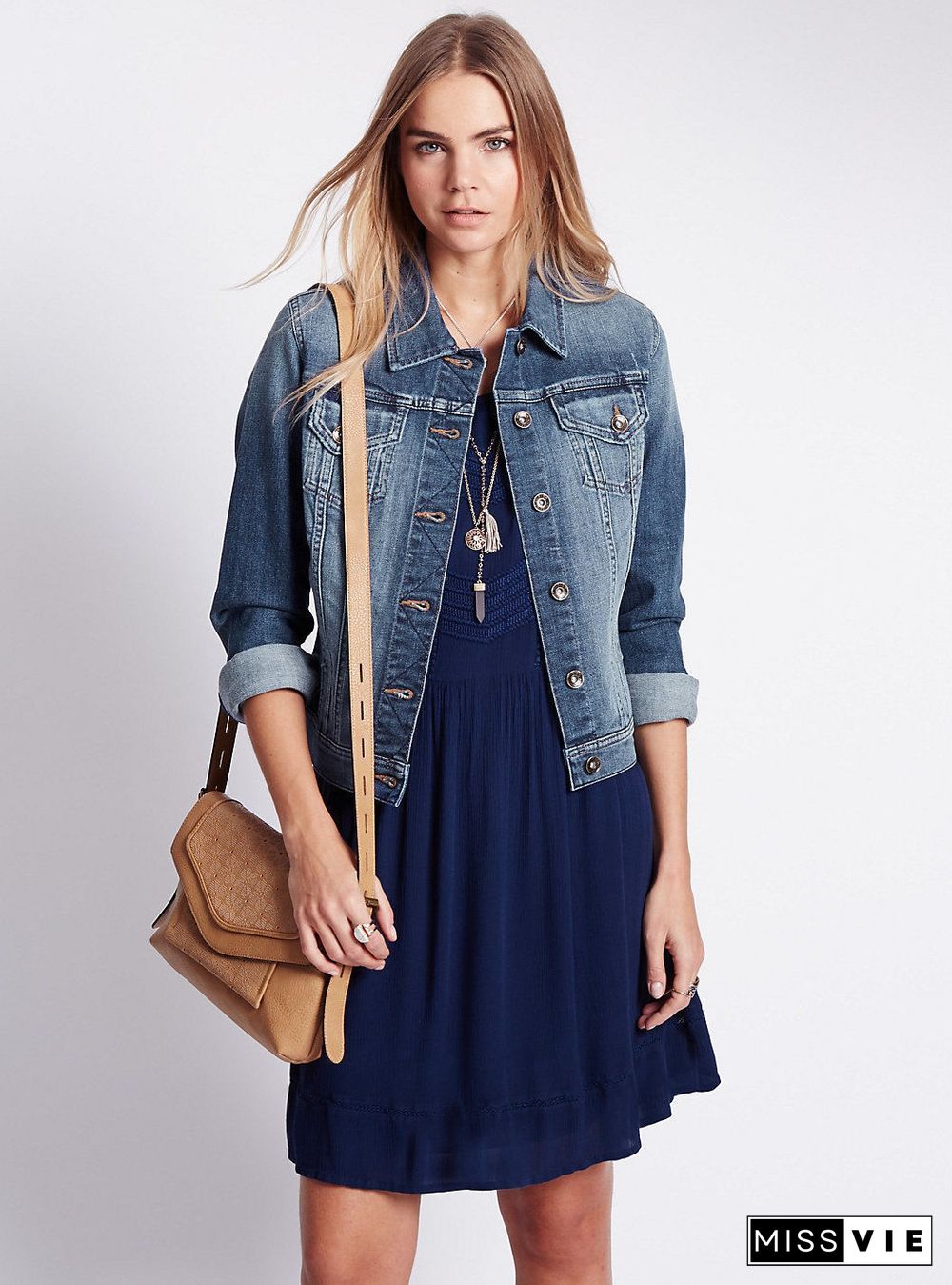 Light Blue Denim Short Jacket