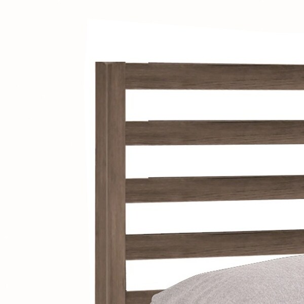 Wooden Queen Size Headboard with Slatted Design， Hazelnut Brown - - 36764776