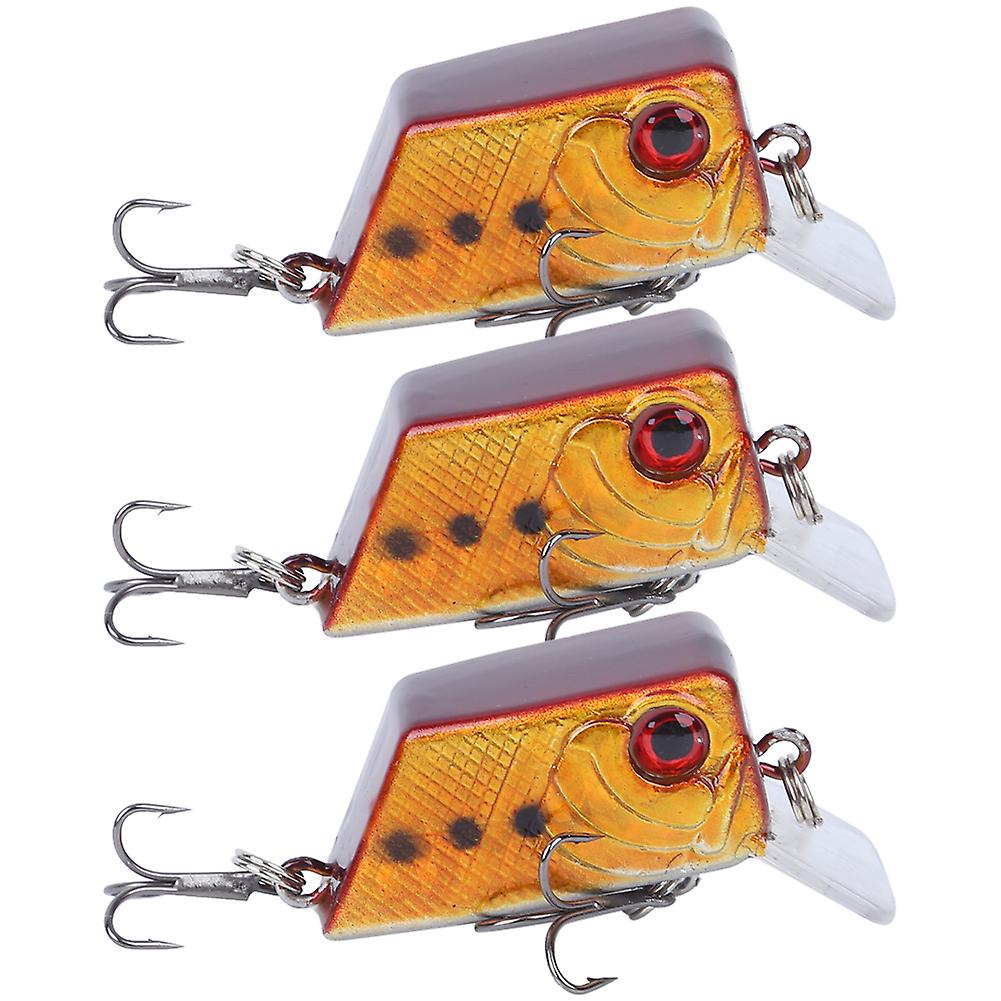 3pcs Cube Mini Bait Artificial Fish Lure Fishing Tackle Tool With Sharp Hooks5#