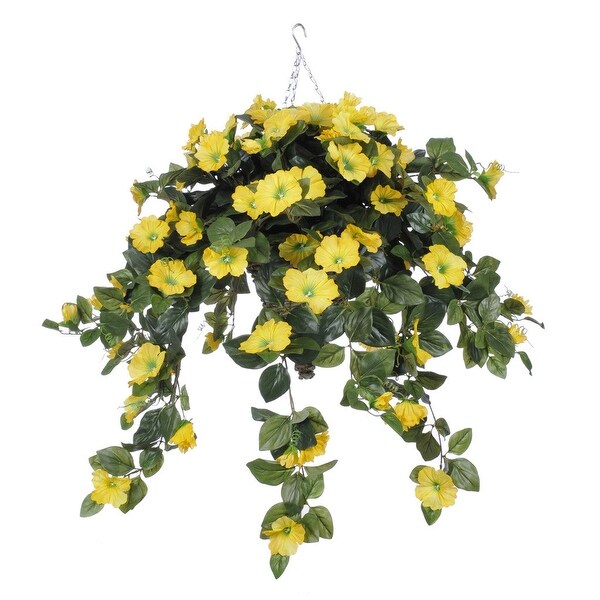 Faux Yellow Petunia Hanging Basket