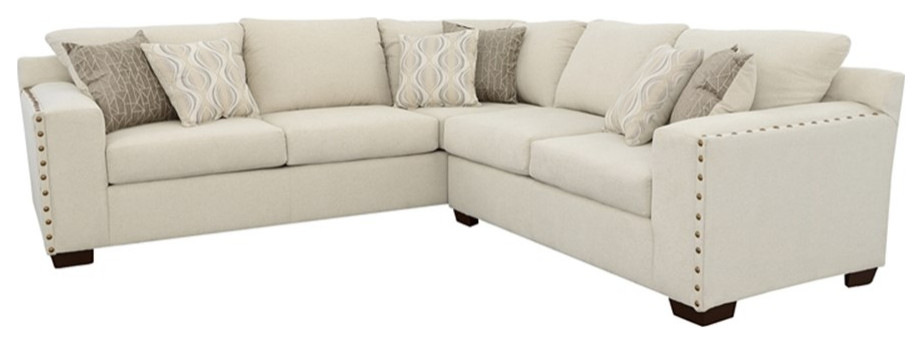 Coaster Aria Chenille Corner Sectional in Beige and Cappuccino   Transitional   Sectional Sofas   by Homesquare  Houzz