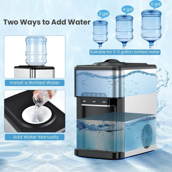 3-in-1 Water Cooler Dispenser with Built-in Ice Maker and 3 Temperature Settings-Silver - 11