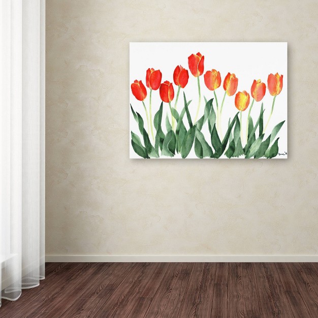 X 19 quot Tulips By Nicky Kumar Trademark Fine Art Gallery wrapped Giclee Print Modern Floral Canvas Artwork