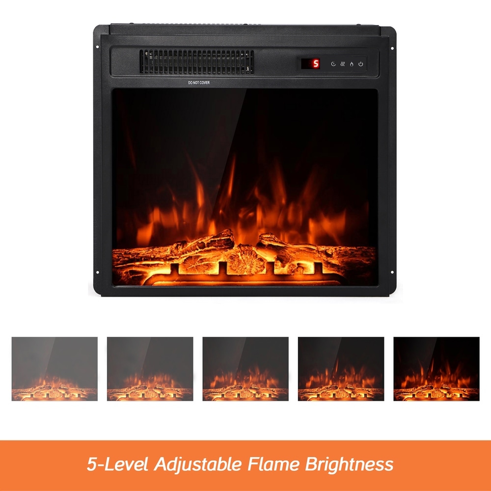 18 Inch Electric Fireplace Insert  Freestanding Fireplace Heater with Realistic LED Frame  Timer  Remote Control