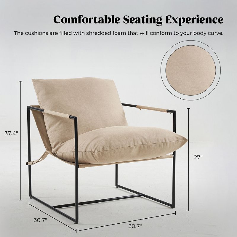 Unikome Metal Frame Sling Back Accent Chair Metal Lounge Chair with Loose Cushions