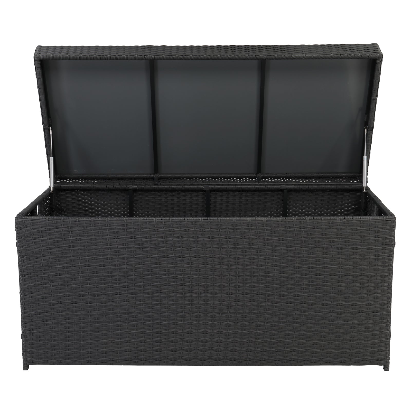 VINGLI Extra Large 132 Gallon Outdoor Rattan Storage Box, Patio Wicker Deck Box, Black