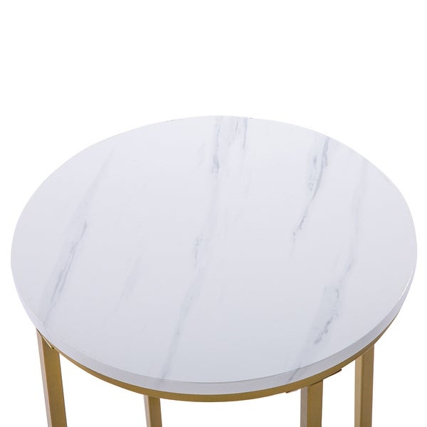 Marble Simple Round Side [40x40x60cm] White - 15.75*15.75*23.6