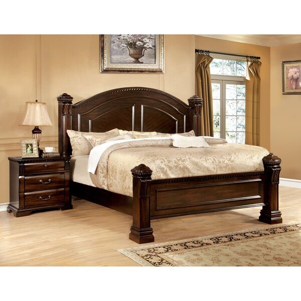 Furniture of America Tay Traditional Cherry Bed and Nightstand - - 10001125