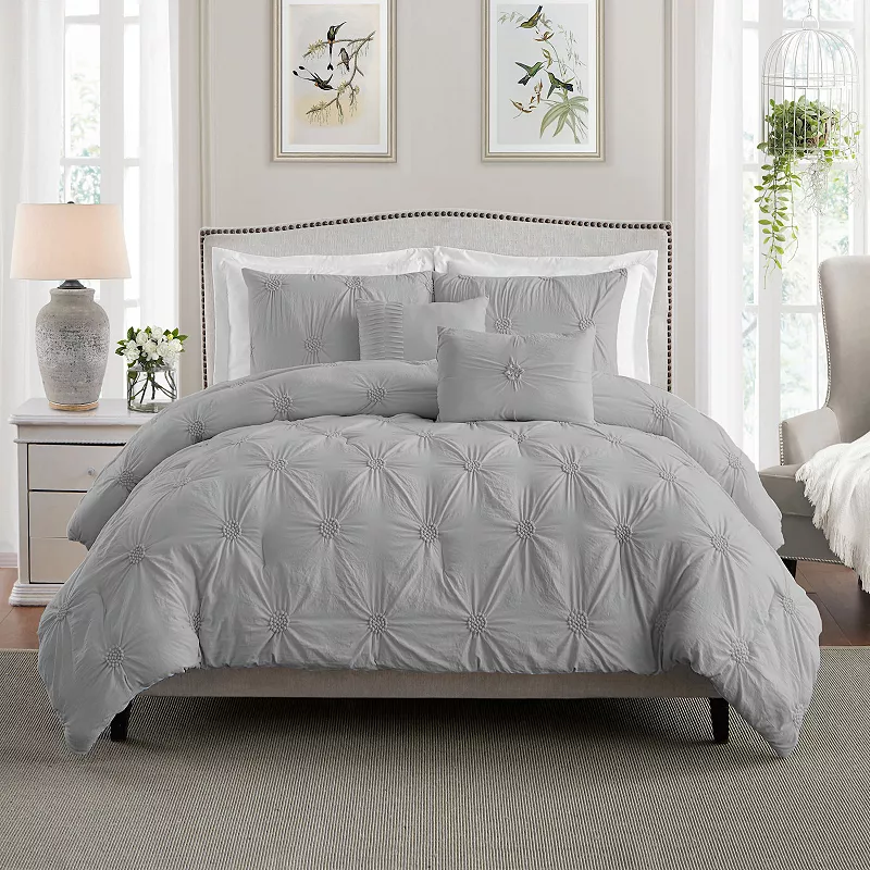 Swift Home Floral Pintuck Comforter Set