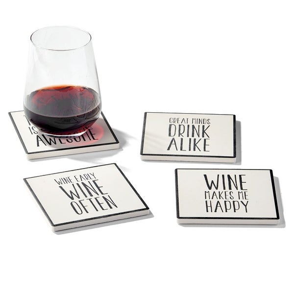 Wine Often Set Of 4 Ceramic Coasters 4.25''D - 4.25 in. diameter