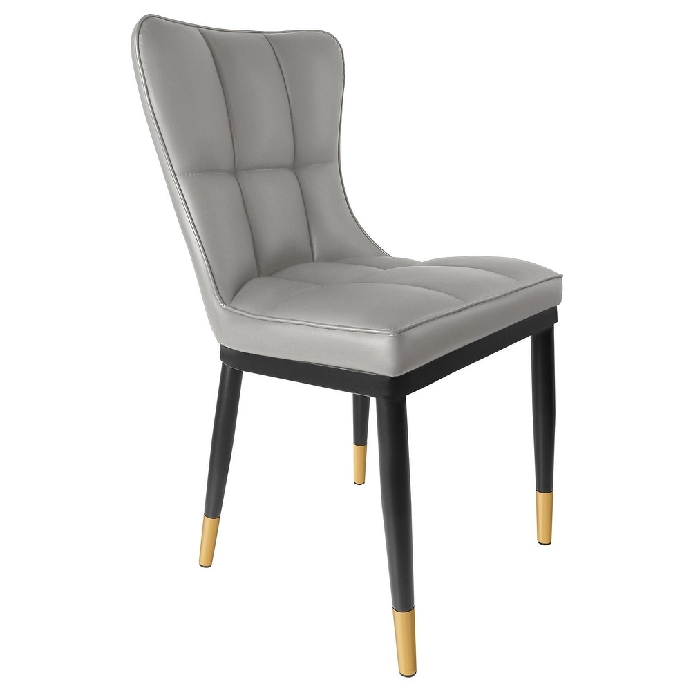 Modern Faux Leather Upholstered Dining Chairs with Metal Legs  Set of 2   35.93\